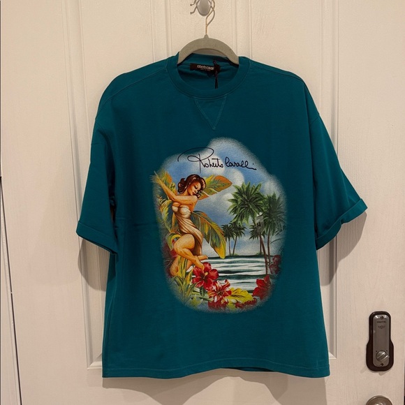 ROBERTO CAVALLI Hawaii-Print Cotton T-shirt - Picture 6 of 11